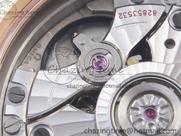 0203 Modern De Ville Date RG MKF 1:1 Best Edition White Textured Dial Roman Marker on Brown Leather Strap A 7752